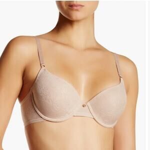 Natori Sheer Jacquard Full Fit Contour Underwire Bra in Cafe